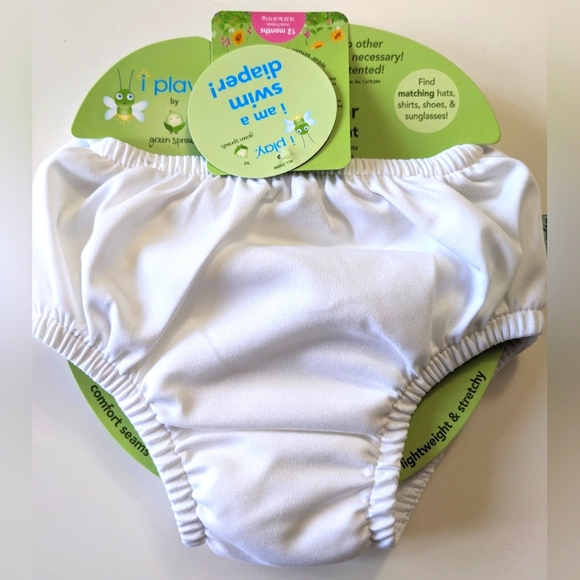 I Play, Swimsuit Diaper, White, Size 12 Months - Picture 1 of 6